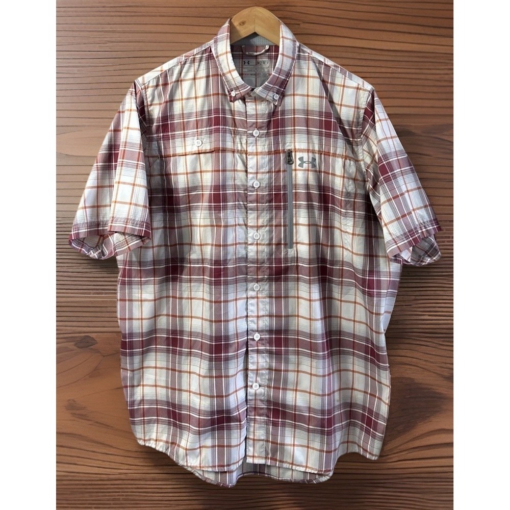 Mens Under Armour Short Sleeve Button Down Sz Med Vented‎